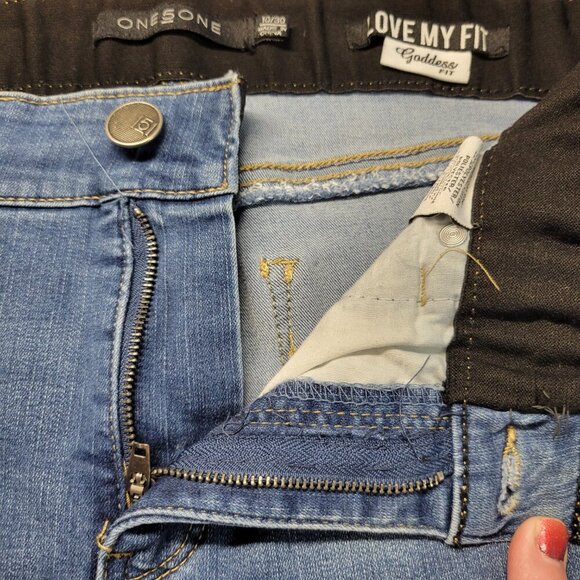 One 5 One 10/30 Light Wash Denim Blue Raw Hem Comfort Waist Skinny Jeans - Picture 10 of 13